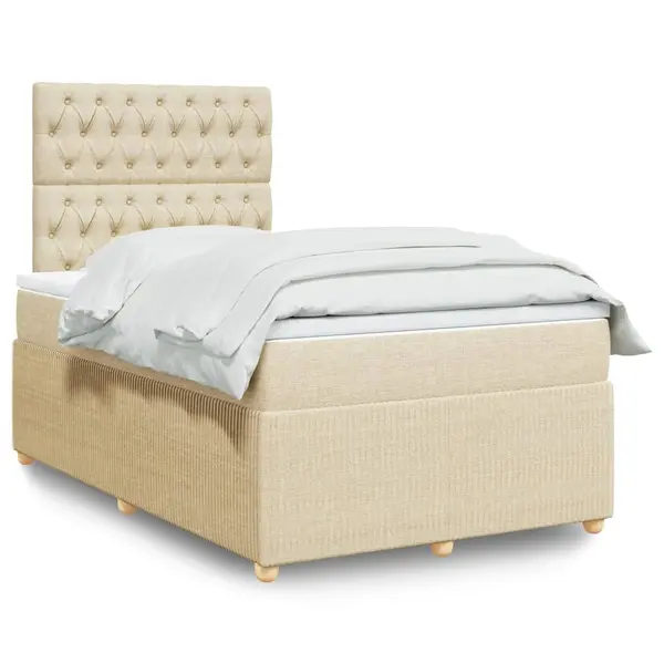 Gossi pat box spring cu saltea, crem, 120x200 cm, textil