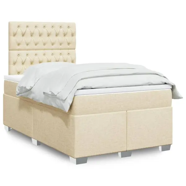 Gossi pat box spring cu saltea, crem, 120x200 cm, textil