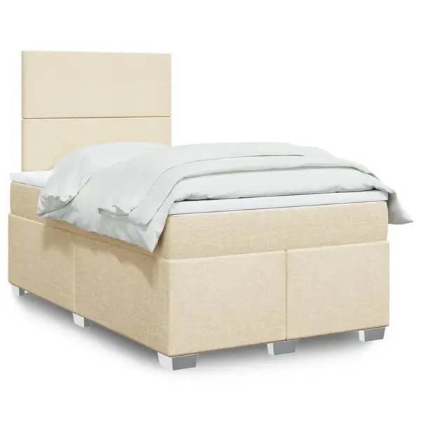 Gossi pat box spring cu saltea, crem, 120x200 cm, textil