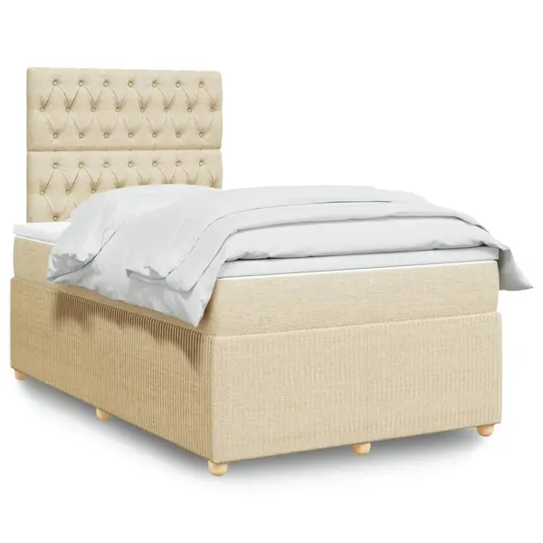 Gossi pat box spring cu saltea, crem, 120x200 cm, textil