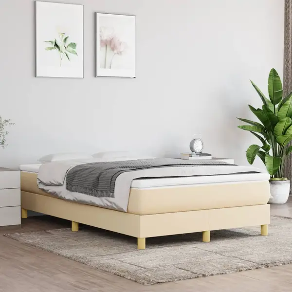 Gossi pat box spring cu saltea, crem, 120x200 cm, textil