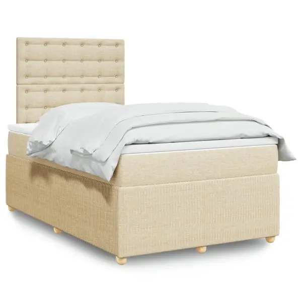 Gossi pat box spring cu saltea, crem, 120x200 cm, textil