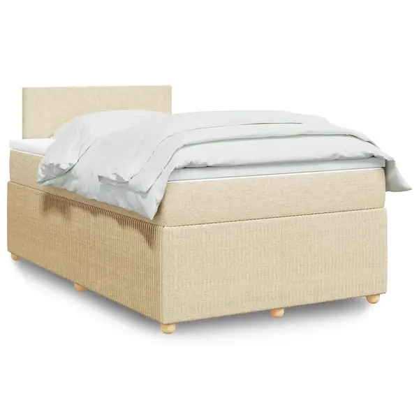 Gossi pat box spring cu saltea, crem, 120x200 cm, textil