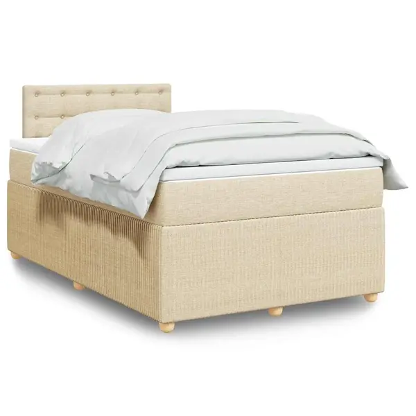 Gossi pat box spring cu saltea, crem, 120x200 cm, textil