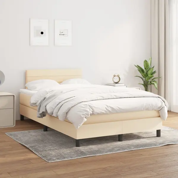 Gossi pat box spring cu saltea, crem, 120x200 cm, textil