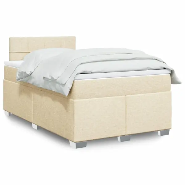 Gossi pat box spring cu saltea, crem, 120x200 cm, textil