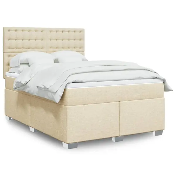 Gossi pat box spring cu saltea, crem, 160x200 cm, material textil