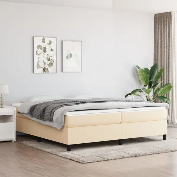 Gossi pat box spring cu saltea, crem, 200x200 cm, textil