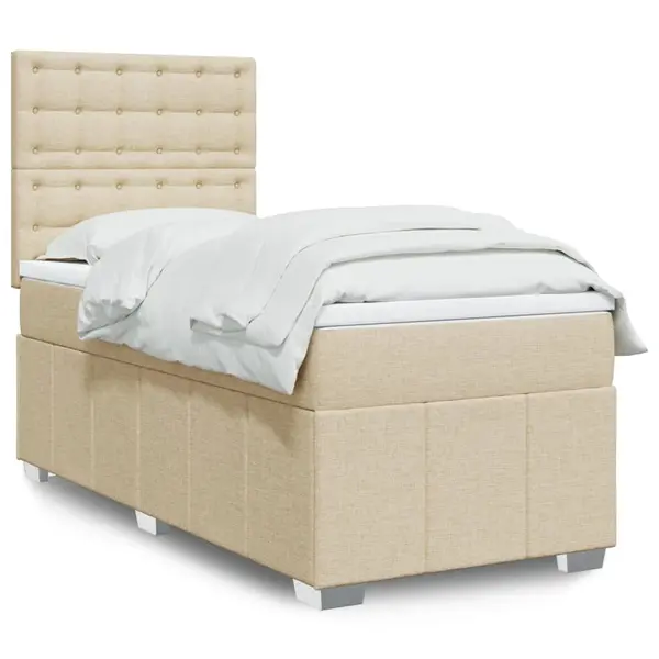 Gossi pat box spring cu saltea, crem, 80x200 cm, textil