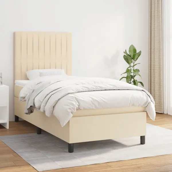 Gossi pat box spring cu saltea, crem, 80x200 cm, textil