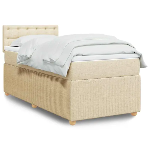 Gossi pat box spring cu saltea, crem, 80x200 cm, textil