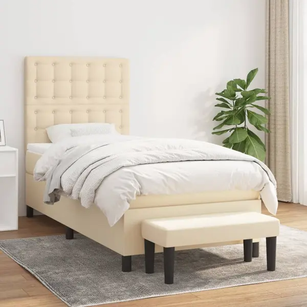 Gossi pat box spring cu saltea, crem, 80x200 cm, textil