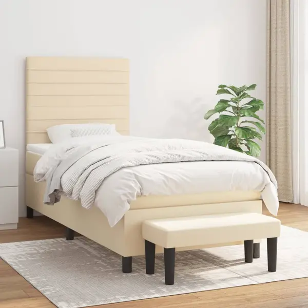 Gossi pat box spring cu saltea, crem, 80x200 cm, textil