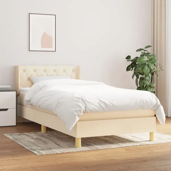 Gossi pat box spring cu saltea, crem, 80x200 cm, textil