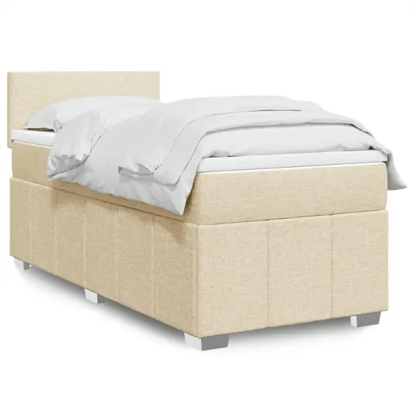 Gossi pat box spring cu saltea, crem, 80x200 cm, textil