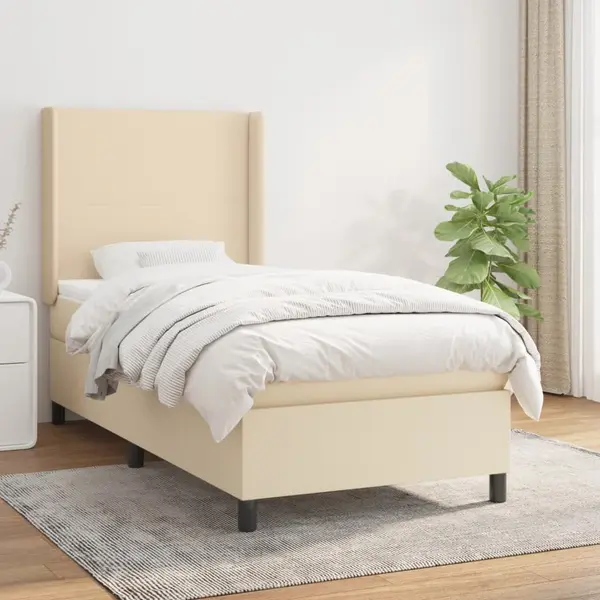 Gossi pat box spring cu saltea, crem, 80x200 cm, textil