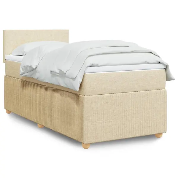 Gossi pat box spring cu saltea, crem, 80x200 cm, textil