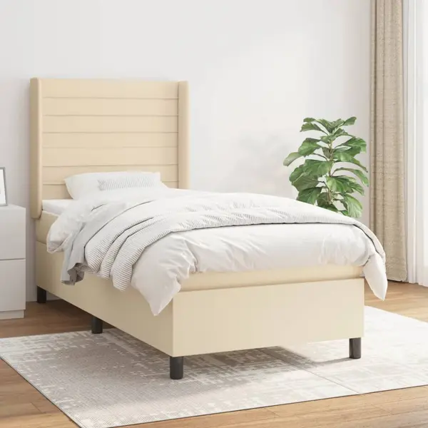 Gossi pat box spring cu saltea, crem, 80x200 cm, textil