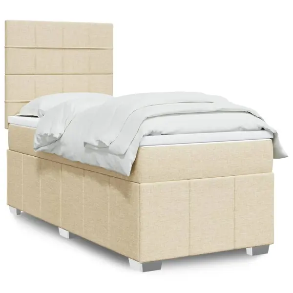 Gossi pat box spring cu saltea, crem, 90x200 cm, textil