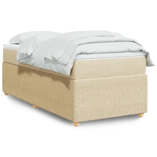 Gossi pat box spring cu saltea, crem, 90x200 cm, textil