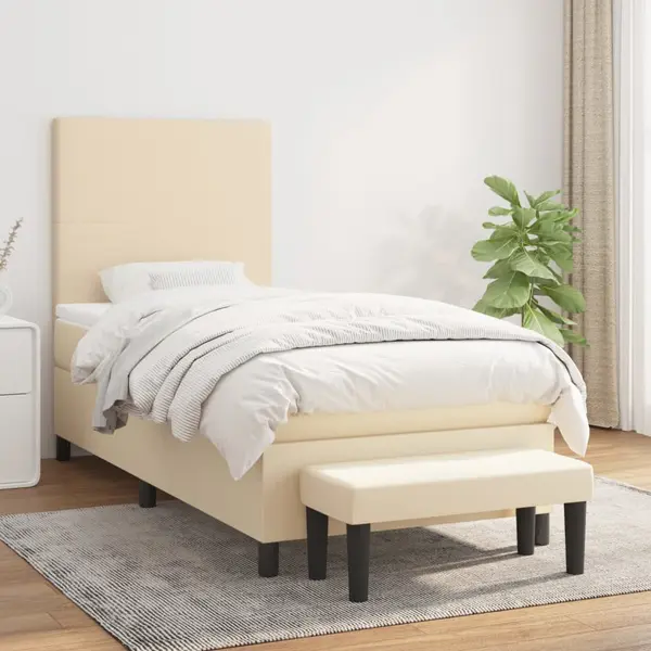 Gossi pat box spring cu saltea, crem, 90x200 cm, textil
