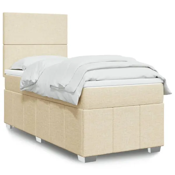 Gossi pat box spring cu saltea, crem, 90x200 cm, textil