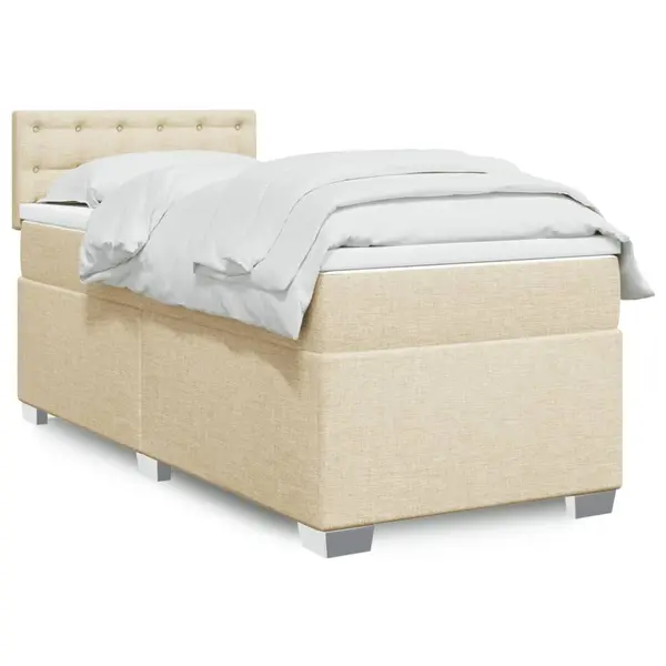 Gossi pat box spring cu saltea, crem, 90x200 cm, textil