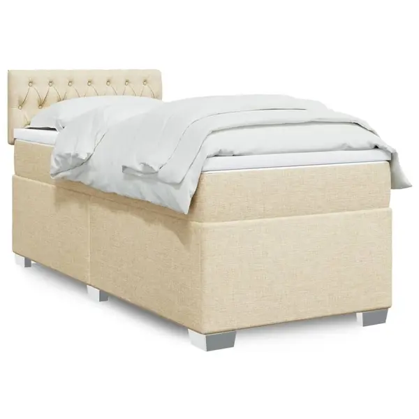 Gossi pat box spring cu saltea, crem, 90x200 cm, textil