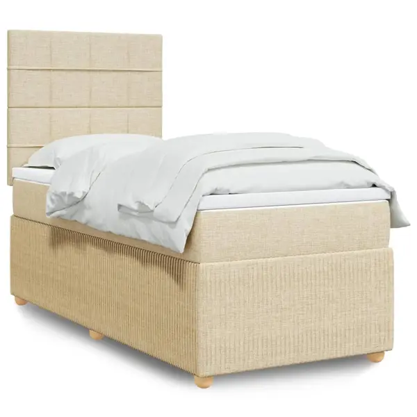Gossi pat box spring cu saltea, crem, 90x200 cm, textil