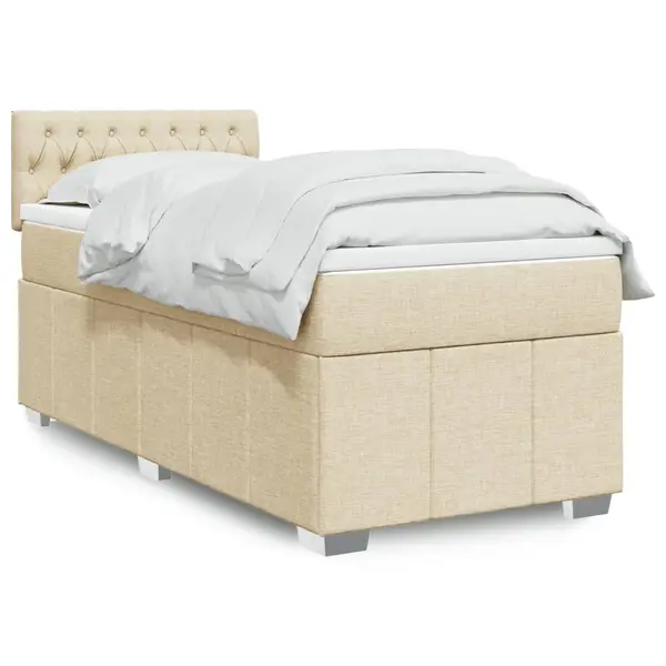 Gossi pat box spring cu saltea, crem, 90x200 cm, textil
