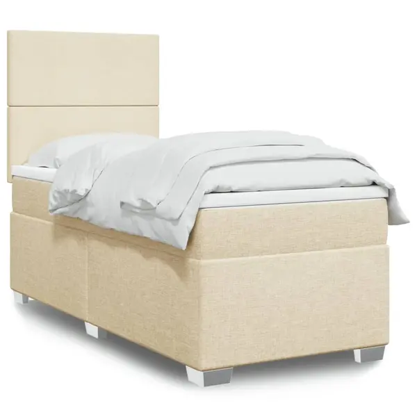 Gossi pat box spring cu saltea, crem, 90x200 cm, textil