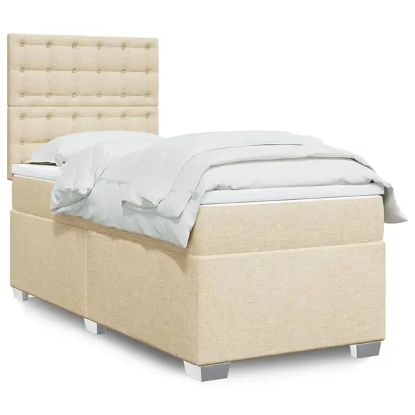 Gossi pat box spring cu saltea, crem, 90x200 cm, textil