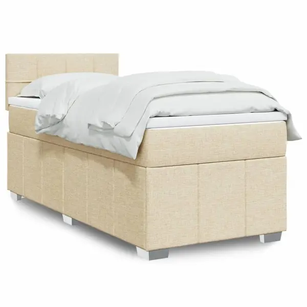 Gossi pat box spring cu saltea, crem, 90x200 cm, textil