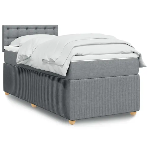 Gossi pat box spring cu saltea, gri deschis, 100x200 cm, textil