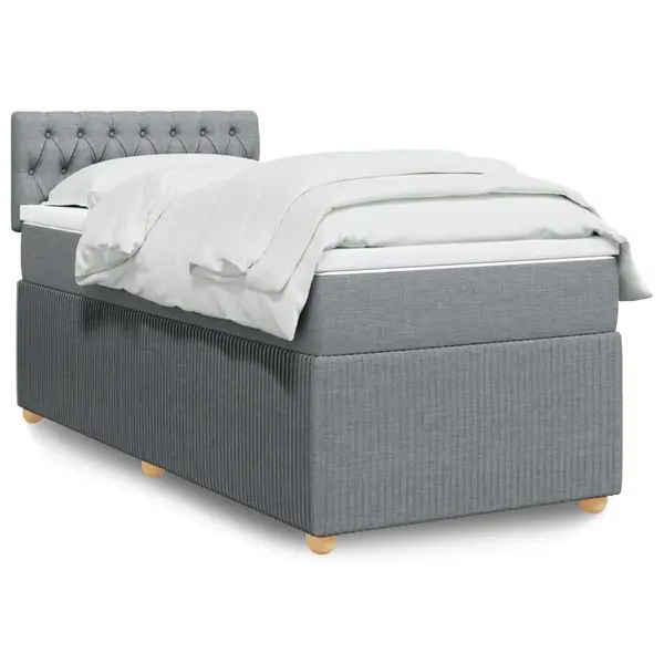 Gossi pat box spring cu saltea, gri deschis, 100x200 cm, textil