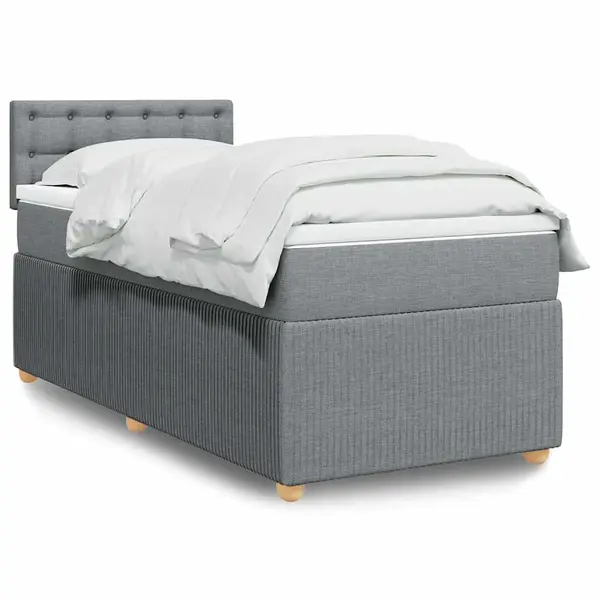 Gossi pat box spring cu saltea, gri deschis, 100x200 cm, textil