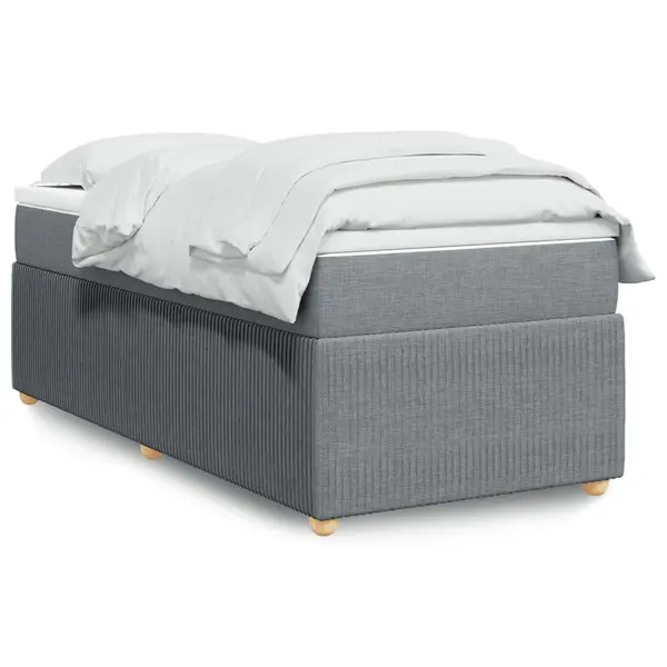Gossi pat box spring cu saltea, gri deschis, 100x200 cm, textil