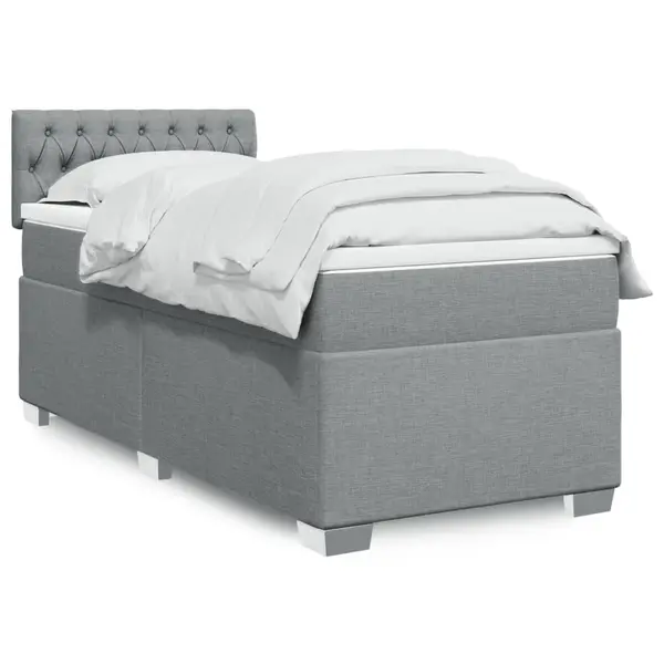 Gossi pat box spring cu saltea, gri deschis, 100x200 cm, textil