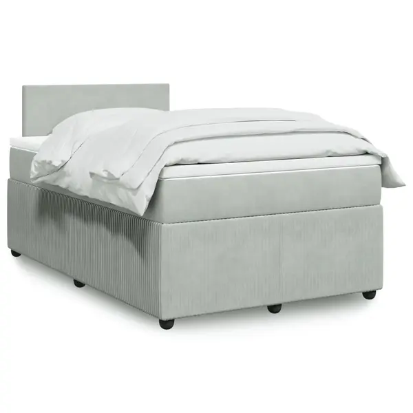 Gossi pat box spring cu saltea, gri deschis, 120x190 cm, catifea