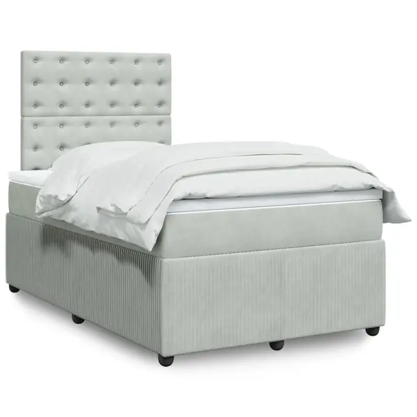 Gossi pat box spring cu saltea, gri deschis, 120x190 cm, catifea