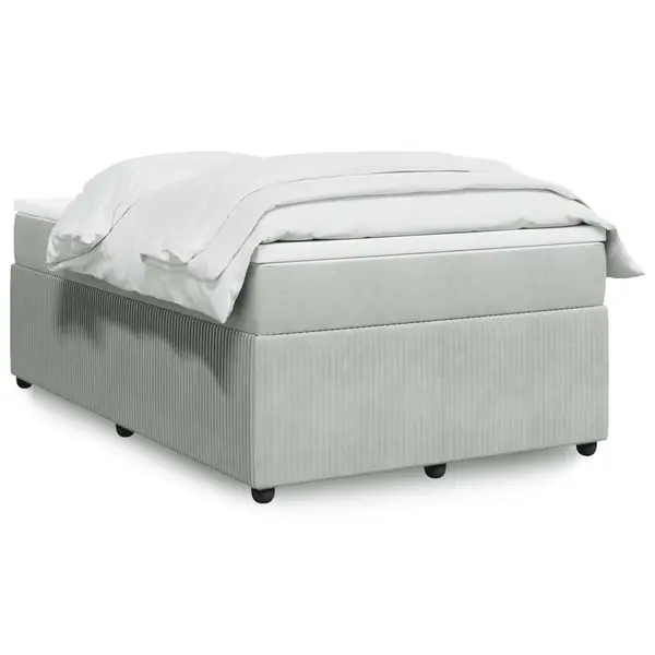 Gossi pat box spring cu saltea, gri deschis, 120x190 cm, catifea