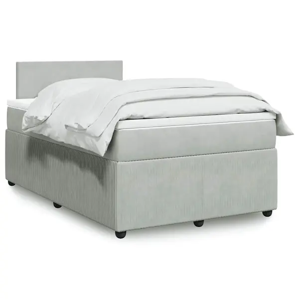 Gossi pat box spring cu saltea, gri deschis, 120x190 cm, catifea