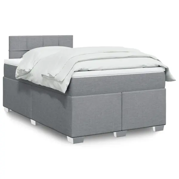 Gossi pat box spring cu saltea, gri deschis, 120x190 cm, textil