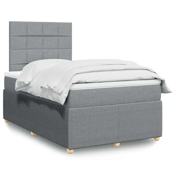 Gossi pat box spring cu saltea, gri deschis, 120x190 cm, textil