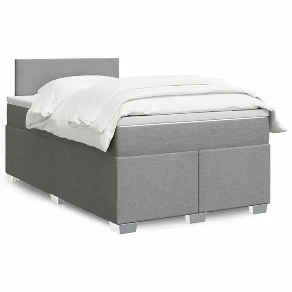 Gossi pat box spring cu saltea, gri deschis, 120x190 cm, textil