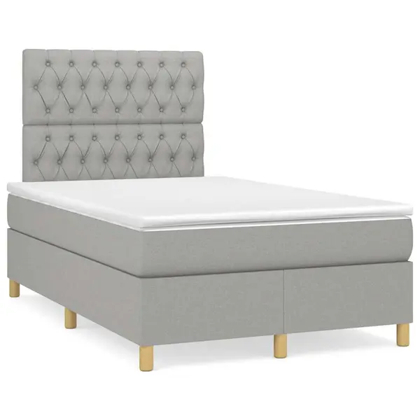 Gossi pat box spring cu saltea, gri deschis, 120x190 cm, textil