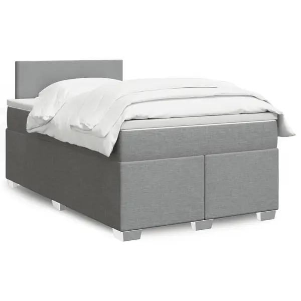 Gossi pat box spring cu saltea, gri deschis, 120x190 cm, textil