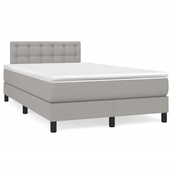 Gossi pat box spring cu saltea, gri deschis, 120x190 cm, textil