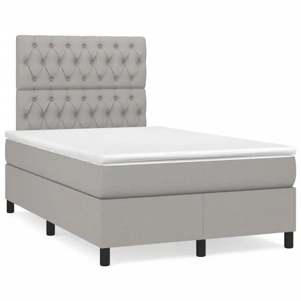 Gossi pat box spring cu saltea, gri deschis, 120x190 cm, textil