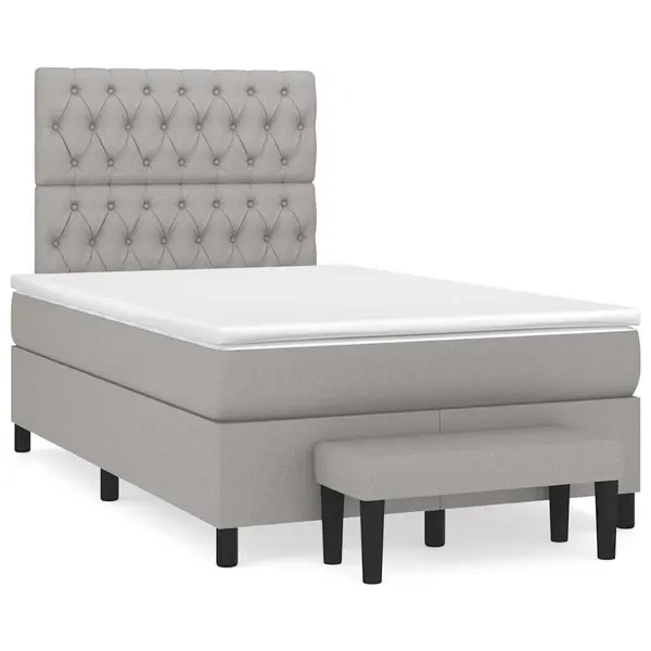 Gossi pat box spring cu saltea, gri deschis, 120x190 cm, textil